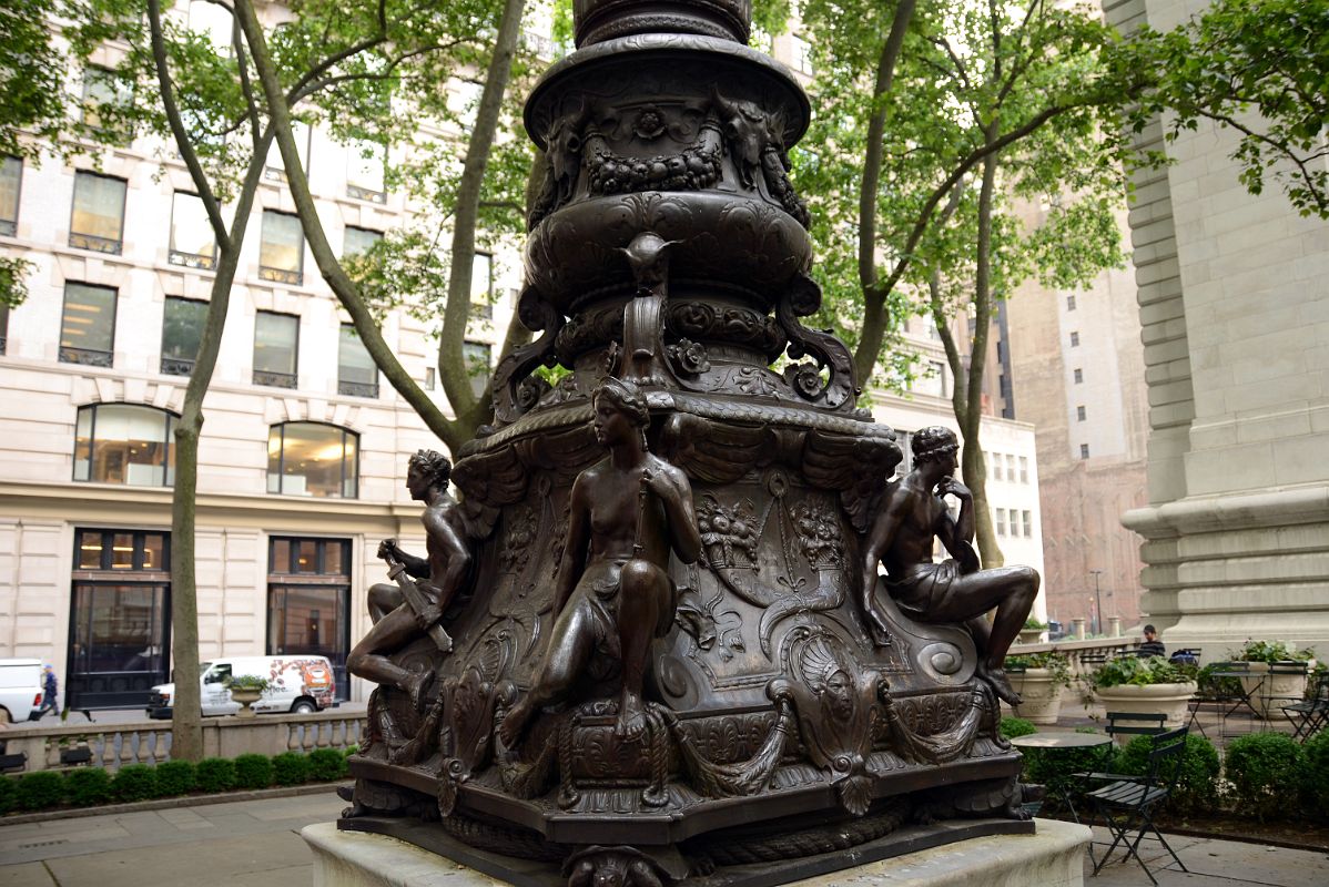 05-1 One Of The Two Flagpoles Sculpted by Raffaele Menconi Outside New York City Public Library Main Branch